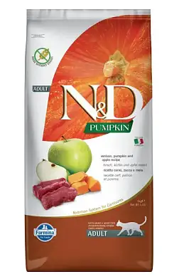 Farmina N&D Pumpkin Cat Grain Free Venison сухой беззерновой корм для взрослых кошек с тыквой, олениной и яблоком
